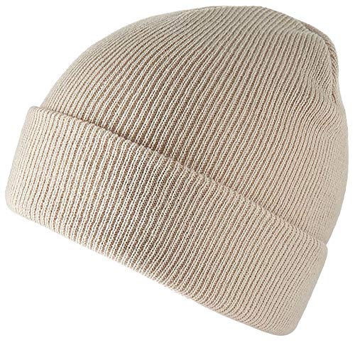 Unisex Adult Knit Beanie for Men Women Warm Snug Hat Cap - color: Beige