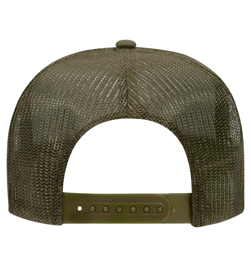 Otto Cap 5-Panel High Crown Mesh Back Trucker Hat - color: Olive Green