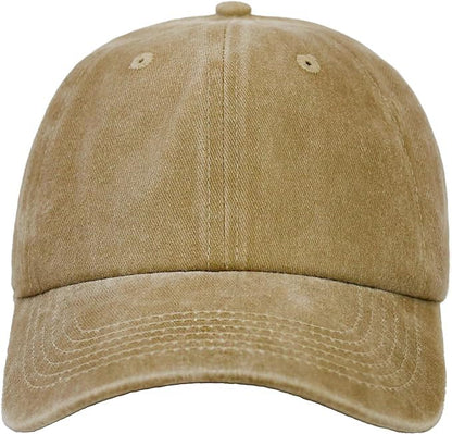 The Hat Depot 100% Cotton Pigment Dyed Low Profile Dad Hat Six Panel Cap - color: 1. Tan