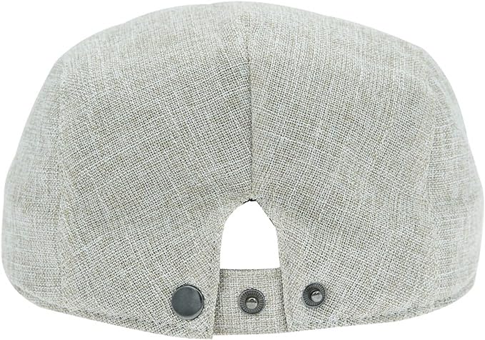 Linen Cotton Flat Cap Men Summer Newsboy - color: Light Grey, size: 7 3/8-7 5/8