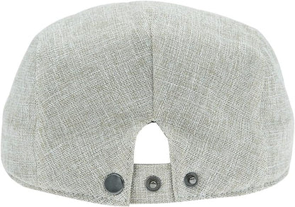 Linen Cotton Flat Cap Men Summer Newsboy - color: Light Grey, size: 7 3/8-7 5/8