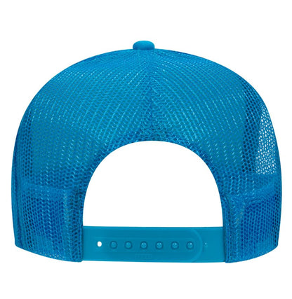 Otto Cap 5-Panel High Crown Mesh Back Trucker Hat - color: Neon Blue