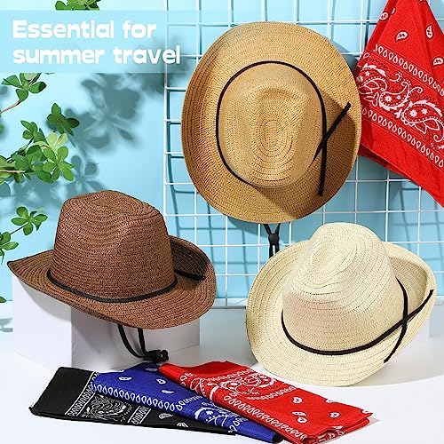 SATINIOR 12 Set Kids Cowboy Hats Bulk with Bandanas - color: Classic Colors