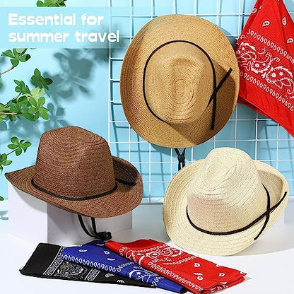 SATINIOR 12 Set Kids Cowboy Hats Bulk with Bandanas - color: Classic Colors