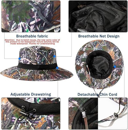 TOP-EX Oversized Waterproof Mesh Sun Hat for Big Heads with Wide Brim - color: Camo-2.7"brim, size: Large-X-Large