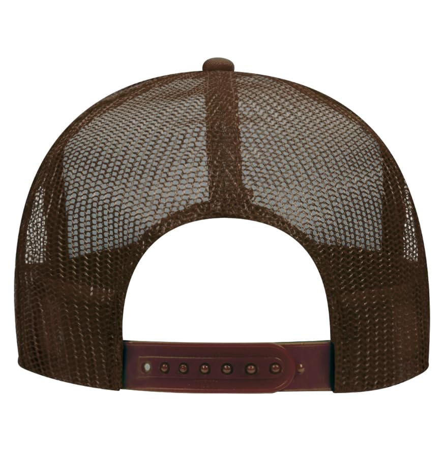 Otto Cap 5-Panel High Crown Mesh Back Trucker Hat - color: Brown/Tan/Brown