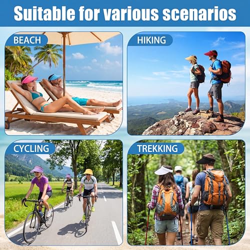 Jiuguva 10/36 Pack Sun Visor for Women Wide Brim Golf Clip on Visor Hat Adjustable Beach Cap for Men Women Travel Sport