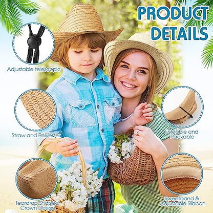 SATINIOR 12 Set Kids Cowboy Hats Bulk with Bandanas - color: Classic Colors