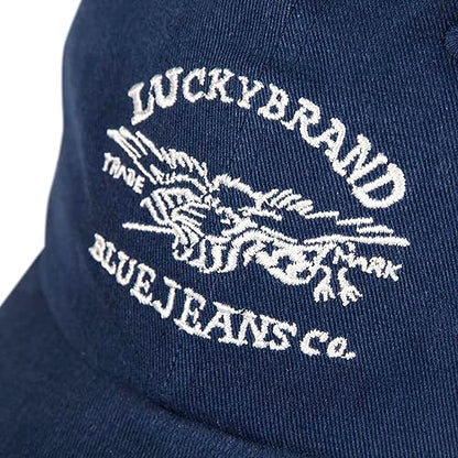 Lucky Brand Classic Cotton Adjustable | Dad Hat | Baseball Cap | Golf | Fishing | Low Profile | 5 Panel Design - color: Blue Jeans Co - Navy