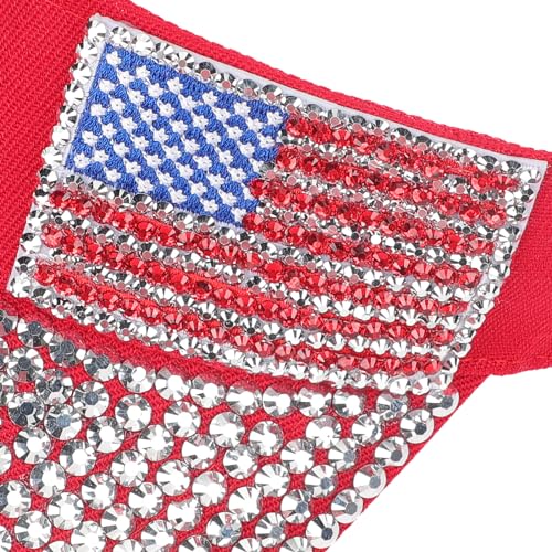 Shiny Rhinestones American Flag Sun Visor Hat Summer Outdoor Open Top Baseball Cap Adjustable Sparkly Party Headwear - color: American Flag - Red