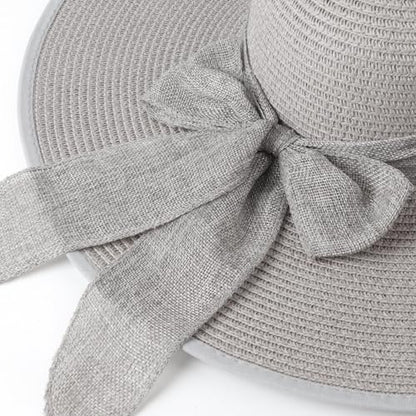 DRESHOW Beach Hats for Women Big Straw Wide Brim Summer Hat Floppy Foldable Roll up Cap Sun Hat UPF 50+ - color: Gery /Normal Edge