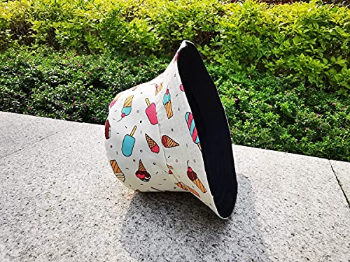 Unisex Corn Mushroom Pepper Ice Cream Seamless Print Bucket Hat - color: Ice Cream (Beige)