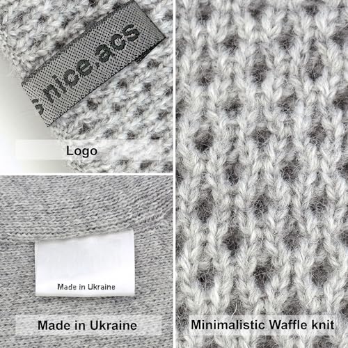 Hat and Scarf Set for Women – Knit Winter Beanie Fleece Lined Neck Warmer – Wool Double Layer Cap - color: Grey