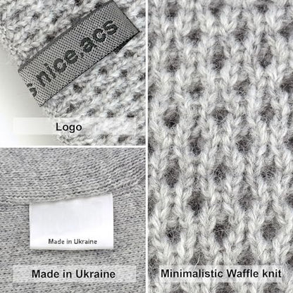 Hat and Scarf Set for Women – Knit Winter Beanie Fleece Lined Neck Warmer – Wool Double Layer Cap - color: Grey