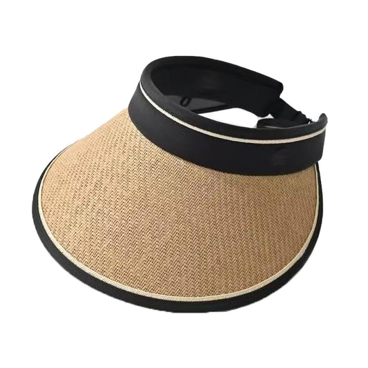 COTIM COYIN Women's Wide Brim Straw Sun Visor with UPF 50+ UV Protection, Beach Visor Sun Hat, Women's Outdoor Sun Protection - color: Khaki