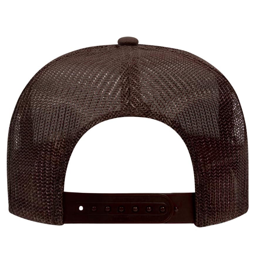 Otto Cap 5-Panel High Crown Mesh Back Trucker Hat - color: Brown