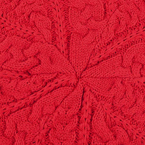 Nollia Soft Knit Solid Color Beanie, Chic, and Lightweight Crochet Knitted Style Beanie Hat for Women, One Size Slouchy Hat - color: Red