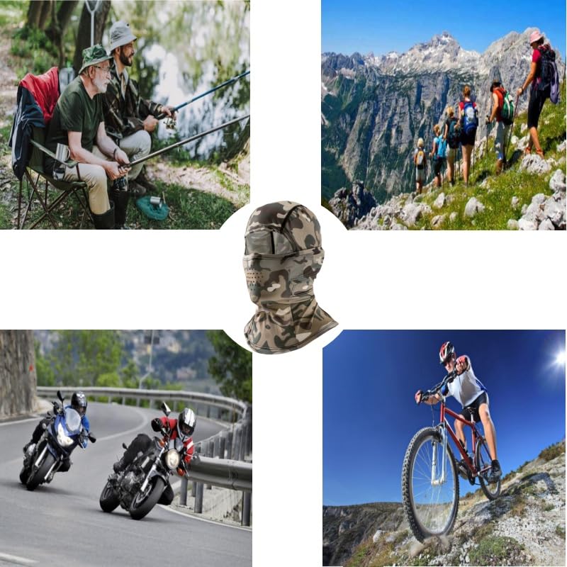 Camo Balaclava Face Mask for Men Women UV Sun Protection Cycling Neck Scarf Gaiter Head Breathable Motorcycle - color: Green Snake Camo