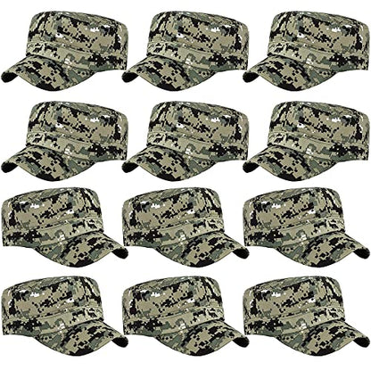 Army Hat Boys,Fatigue Camo Soldier Cap,Military Party Birthday Helmet - color: 12pcs Grey Digital