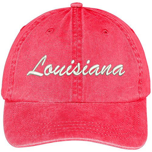 Trendy Apparel Shop Louisiana State Embroidered Low Profile Adjustable Cotton Cap - color: Red
