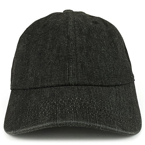 Trendy Apparel Shop Plain Unstructured Relaxed Style Dad Hat - color: Black Denim