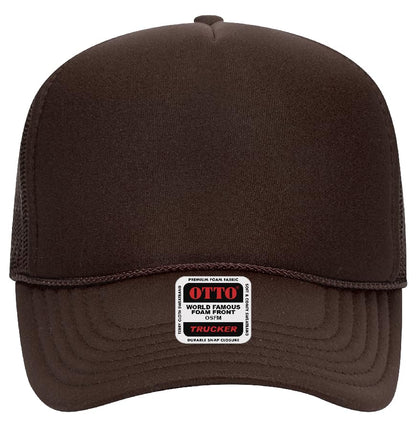 Otto Cap 5-Panel Mid Profile Mesh Back Trucker Hat, OS - color: Brown