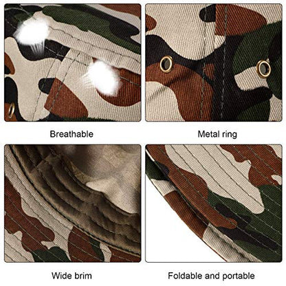 SATINIOR 4 Pcs Bucket Hat Summer Cotton - color: Camouflage, Khaki, Light Grey, Navy Blue, size: Large