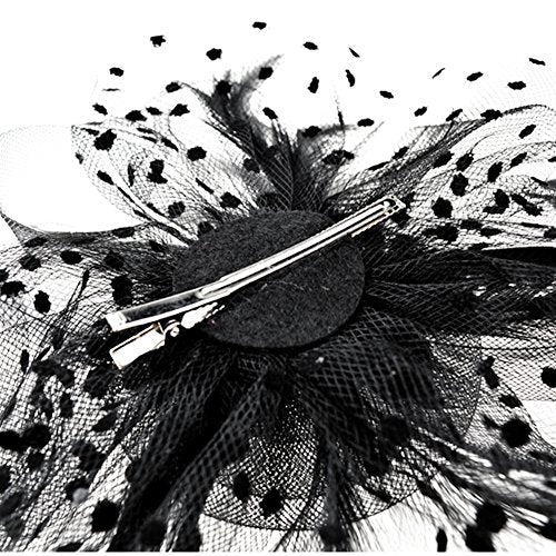 AQOKKA Women Fascinators Hats Flower Fascinators with Headband and Clip Tea Party Headwear for Women and Girls - color: 1 Pc 7" Diameter / Black
