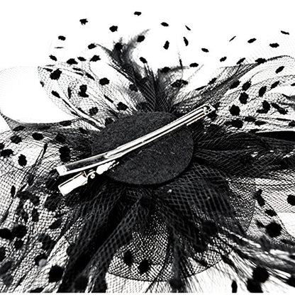AQOKKA Women Fascinators Hats Flower Fascinators with Headband and Clip Tea Party Headwear for Women and Girls - color: 1 Pc 7" Diameter / Black