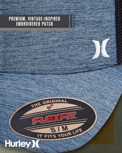 Hurley Mens Mini Icon Mesh Panel Fitted Trucker Baseball Cap - color: Mystic Navy, size: Large-X-Large