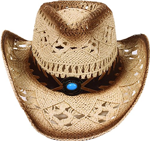 Simplicity New Western Style Classic Cowboy Straw Hat - color: Beige
