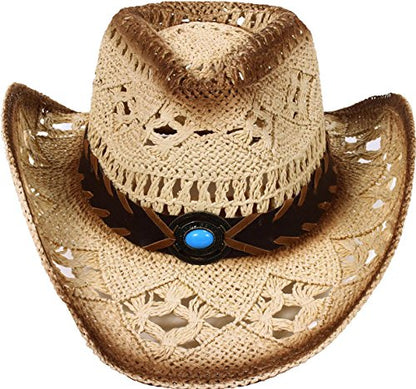 Simplicity New Western Style Classic Cowboy Straw Hat - color: Beige