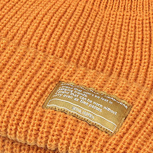 UNDERCONTROL Winter Trawler Fisherman Beanie Men Women Unisex Stylish Plain Docker Skull Hat Roll up Watch Cap Color Pack - color: Mustard