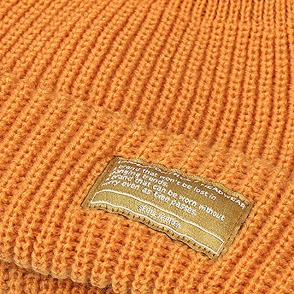UNDERCONTROL Winter Trawler Fisherman Beanie Men Women Unisex Stylish Plain Docker Skull Hat Roll up Watch Cap Color Pack - color: Mustard