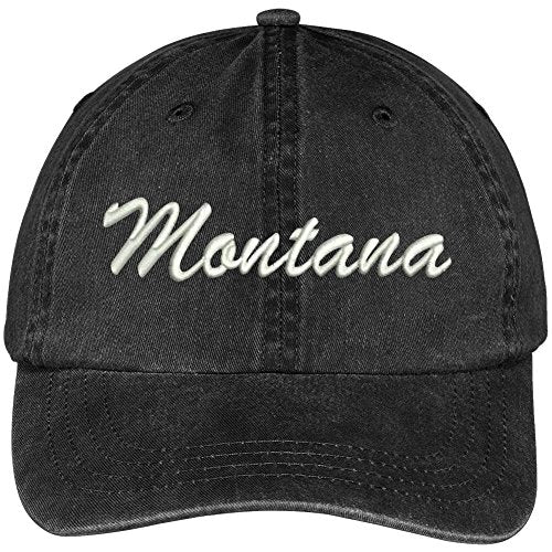 Trendy Apparel Shop Montana State Embroidered Low Profile Adjustable Cotton Cap - color: Black