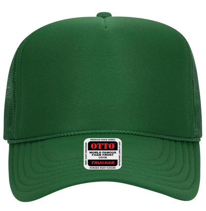 Otto Cap 5-Panel High Crown Mesh Back Trucker Hat - color: Kelly Green