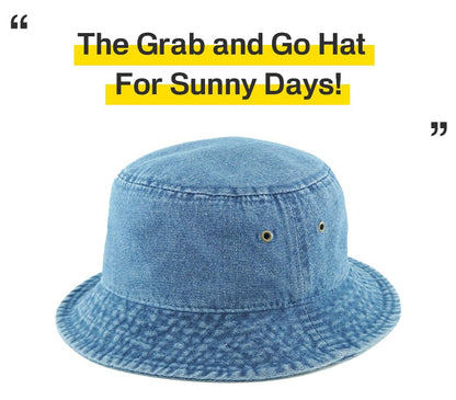 KBETHOS® 100% Cotton Washed Bucket Hat - color: 1. Medium Denim, size: Large-X-Large