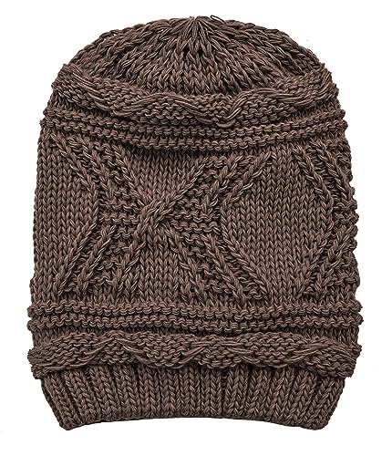 Lilax Knit Slouchy Oversized Soft Warm Winter Beanie Hat - color: Brown