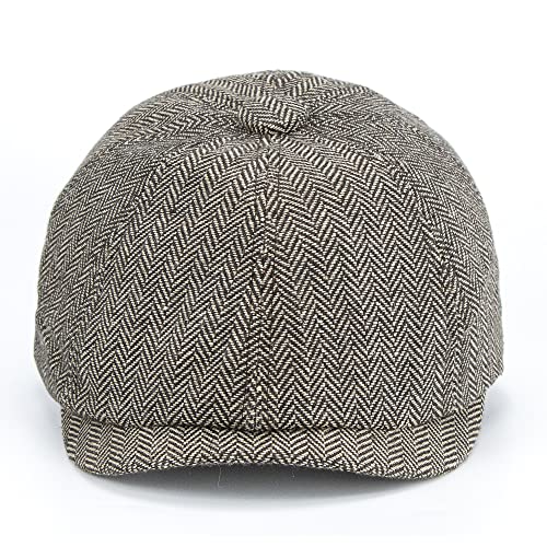 Men's 8 Panel Newsboy-Cap Cotton Gatsby Ivy Golf Adjustable-Flat- Caps Driving-Hat - color: Brown