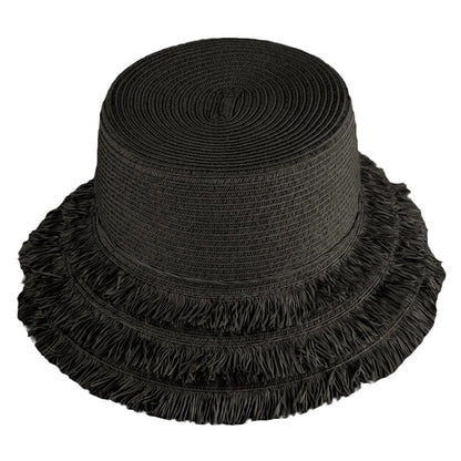 Panama Jack Women's Sun Hats - Paper Braid Straw, Assorted Styles - color: Black Bucket Hat