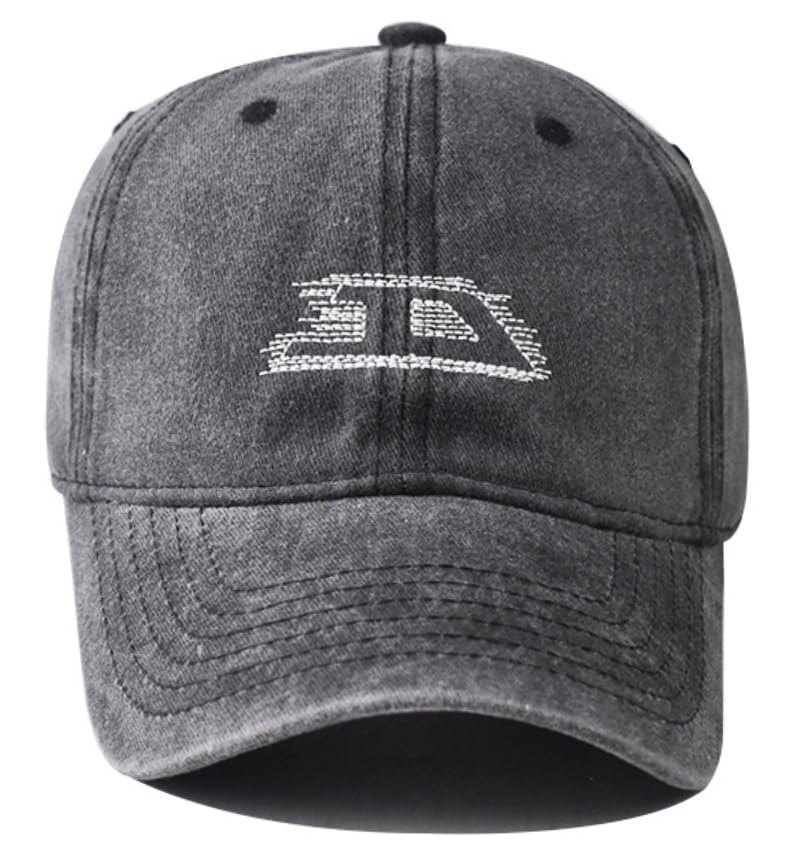 Plam Trees Hats Embroidered Washed Cotton Baseball Cap for Men Women Distressed Black Snapback Baseball Hat Adjustable - color: Letter D