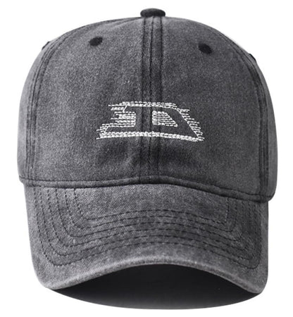 Plam Trees Hats Embroidered Washed Cotton Baseball Cap for Men Women Distressed Black Snapback Baseball Hat Adjustable - color: Letter D