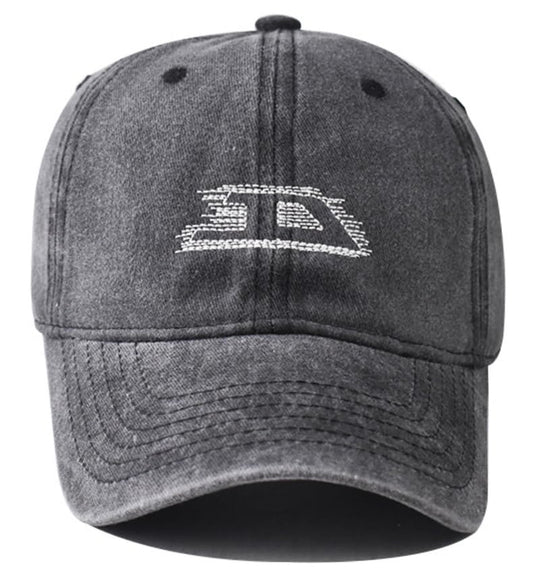Plam Trees Hats Embroidered Washed Cotton Baseball Cap for Men Women Distressed Black Snapback Baseball Hat Adjustable - color: Letter D