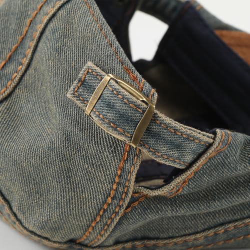 Mens Herringbone Tweed Newsboy Cap Flat Ivy Gatsby Hat Adjustable Cabbie Cap for Women - color: Denim Light Blue