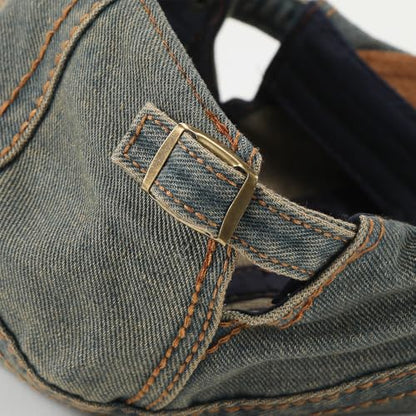 Mens Herringbone Tweed Newsboy Cap Flat Ivy Gatsby Hat Adjustable Cabbie Cap for Women - color: Denim Black