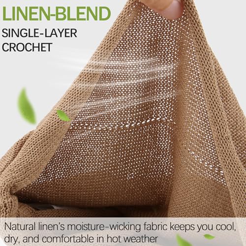 Ababalaya Breathable Cotton Linen Slouchy Beanie Hat for Women - color: Khaki