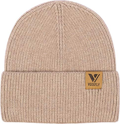 Vgogfly Beanie Men Slouchy Knit Skull Cap Warm Stocking Hats Guys Women Striped Winter Beanie Hat Cuffed Plain Hat - color: Coffee