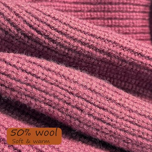 Thin Wool Fisherman Beanie Hat Unisex Cuffed Trawler Skull Cap - color: 1 Wine Red