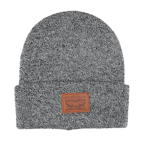 Levi's Mens All-Season Hero Beanie Soft Knit Cuffed Winter Hat, Warm & Comfortable Everyday Style - color: Marl Grey