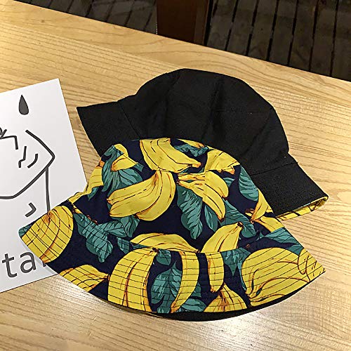 XYIYI Cute Bucket Hat Beach Fisherman Hats for Women, Reversible Double-Side-Wear - color: Banana